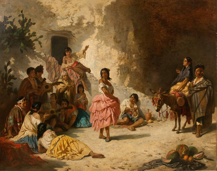 Gypsies in Sacromonte by Achille Zo — hand-painted portrait oil painting reproduction on canvas