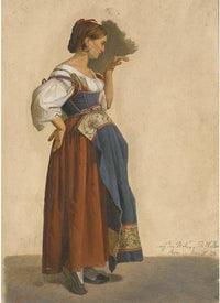 An Italian woman in local costume in profile to the right (April 1828)