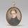 A portrait miniature of a young man on ivory, housed in a gold case with a lock of hair to verso in hallway