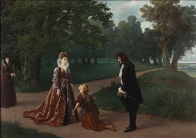 Peasant girl with Noblewoman by Carlo Ademollo — hand-painted portrait oil painting reproduction on canvas