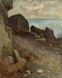 Rocks in Sestri Levante by Vincenzo Cabianca — hand-painted landscape oil painting reproduction on canvas
