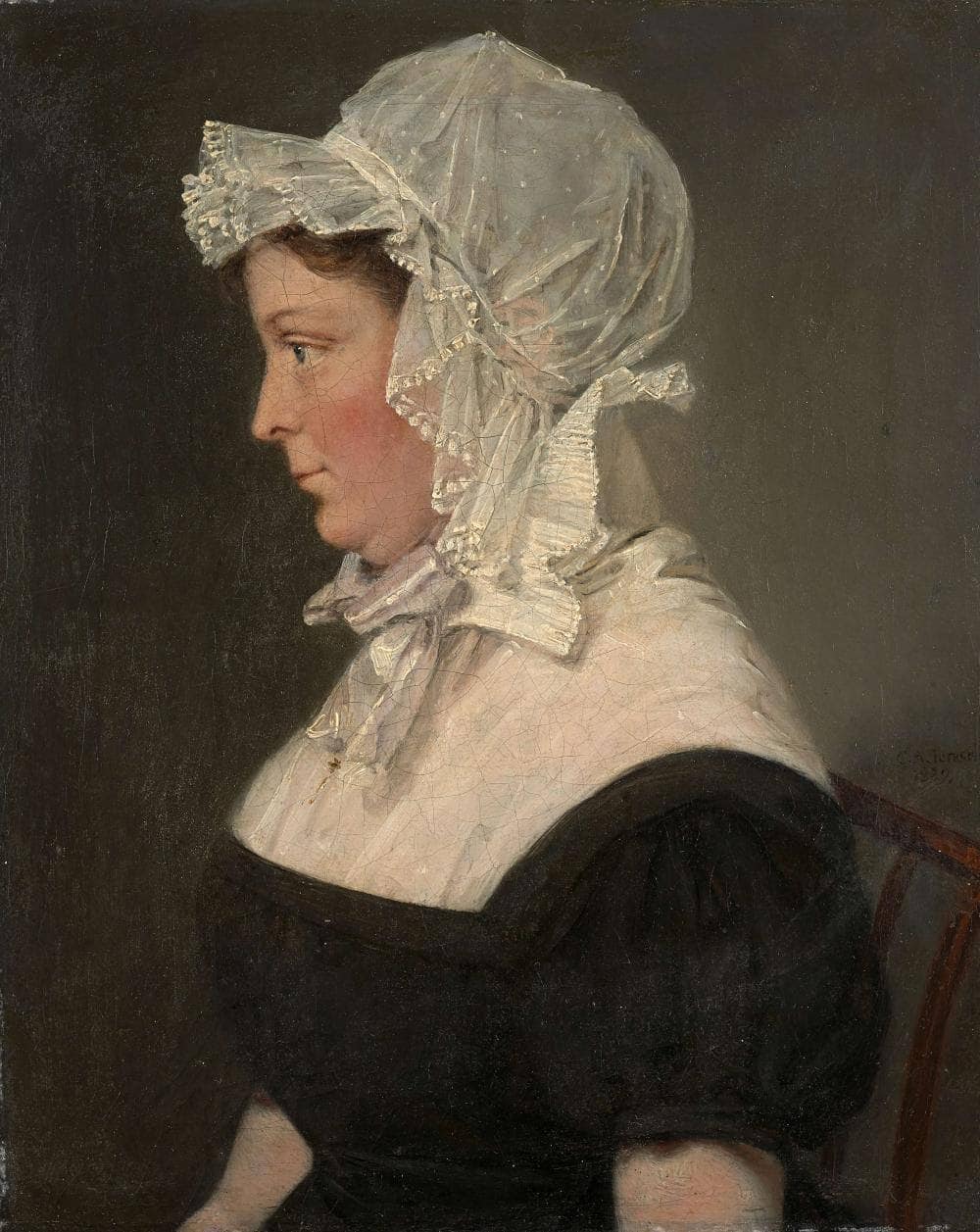 Portrait de Marie-Magdeleine Bille by Christian Albrecht Jensen — hand-painted portrait oil painting reproduction on canvas