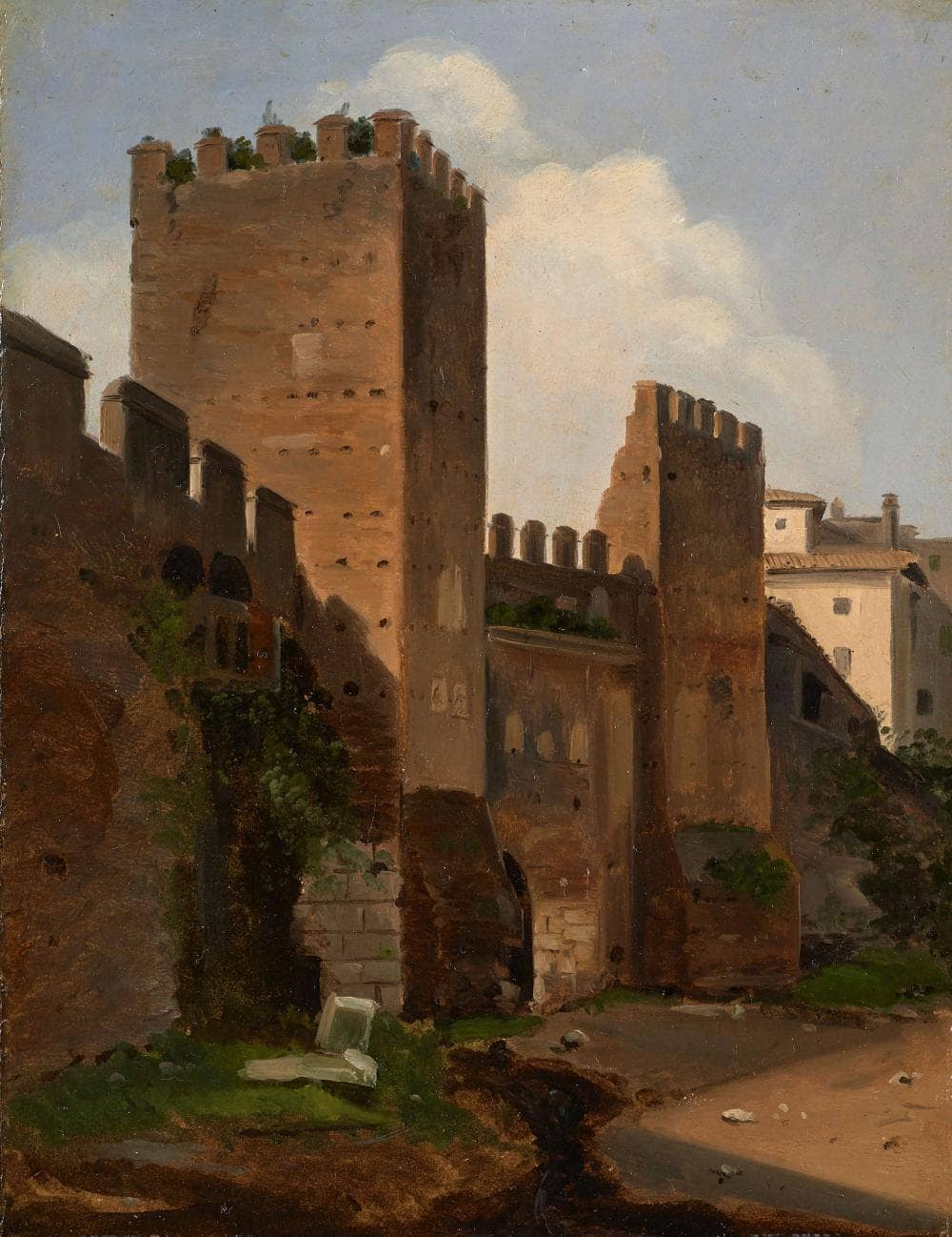 View of the Tiburtine Gate of the Aurelian Wall in Rome by Ernst Meyer — hand-painted architectural oil painting reproduction on canvas