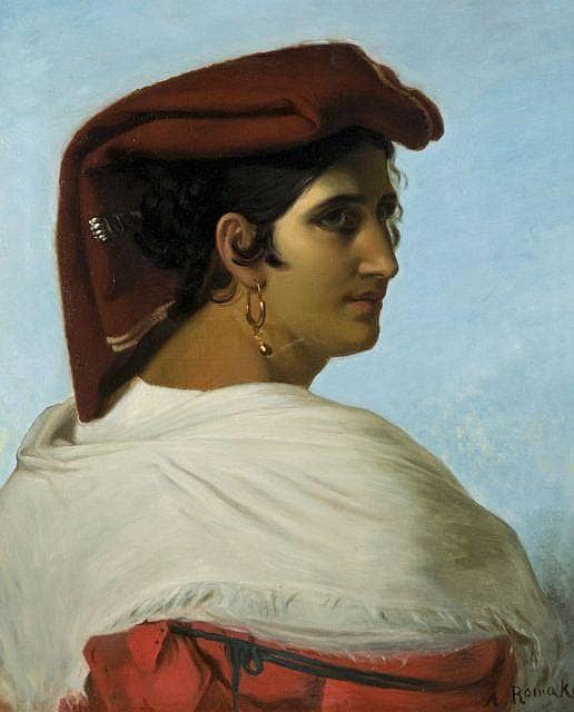Italian three-quarter by Anton Romako — hand-painted portrait oil painting reproduction on canvas