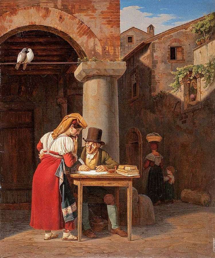 A doubt by Ernst Meyer — hand-painted architectural oil painting reproduction on canvas