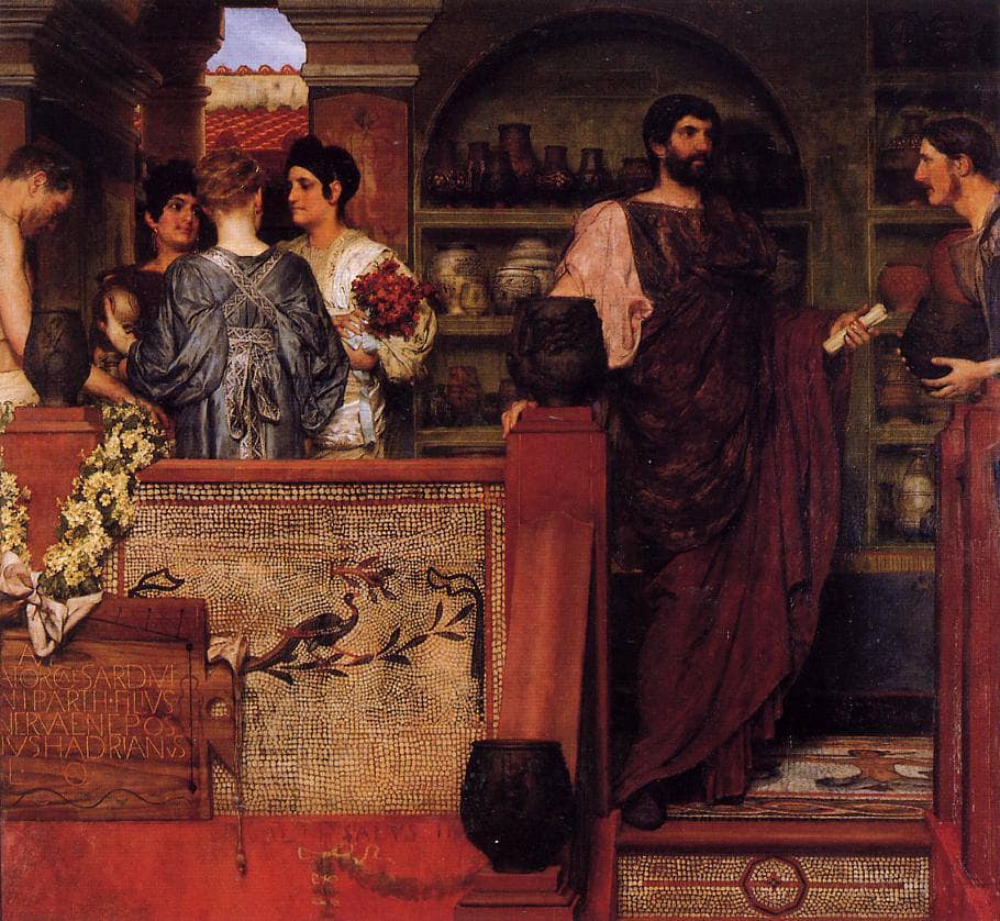 Hadrian Visiting a Romano British Pottery by Sir Lawrence Alma-Tadema — hand-painted cultural oil painting reproduction on canvas
