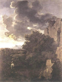 Hagar and the Angel by Nicolas Poussin — hand-painted botanical oil painting reproduction on canvas