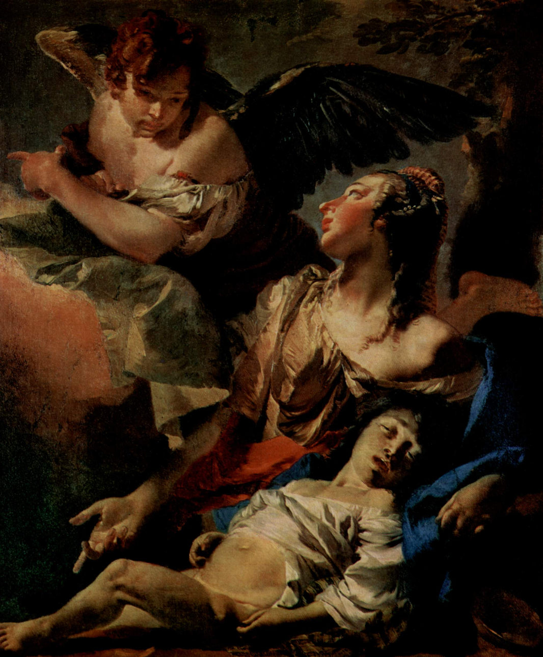Hagar Assisted by the Angel by Giovanni Battista Tiepolo, hand-painted cultural oil painting reproduction on canvas