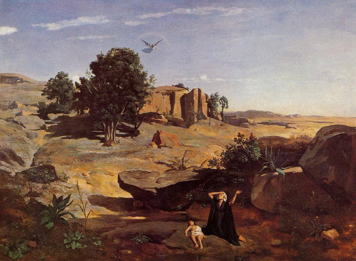 Hagar in the Wilderness by Camille Corot — hand-painted landscape oil painting reproduction on canvas