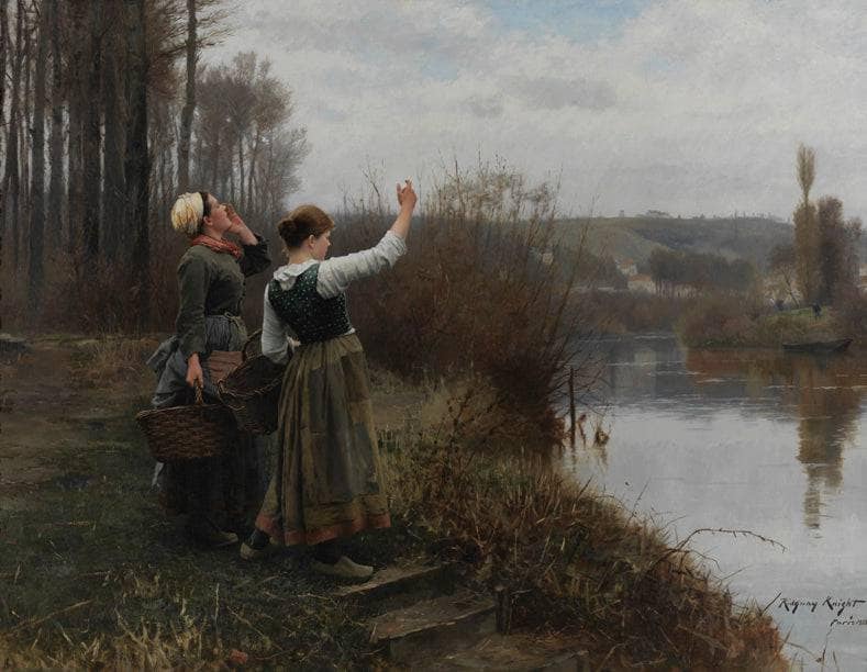Hailing the ferry by Daniel Ridgway Knight — hand-painted landscape oil painting reproduction on canvas