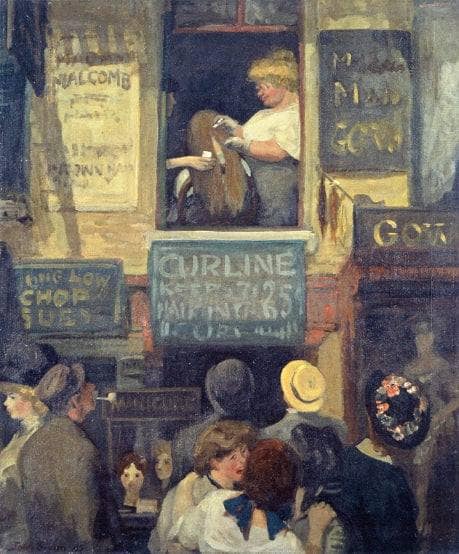 Hairdresser's Window by John French Sloan — hand-painted architectural oil painting reproduction on canvas