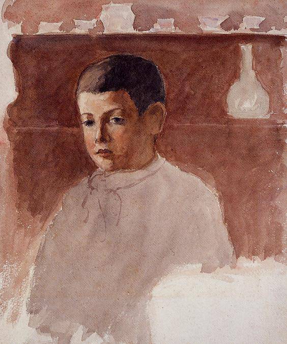 Half Length Portrait of Lucien Pissarro - Camille Pissarro