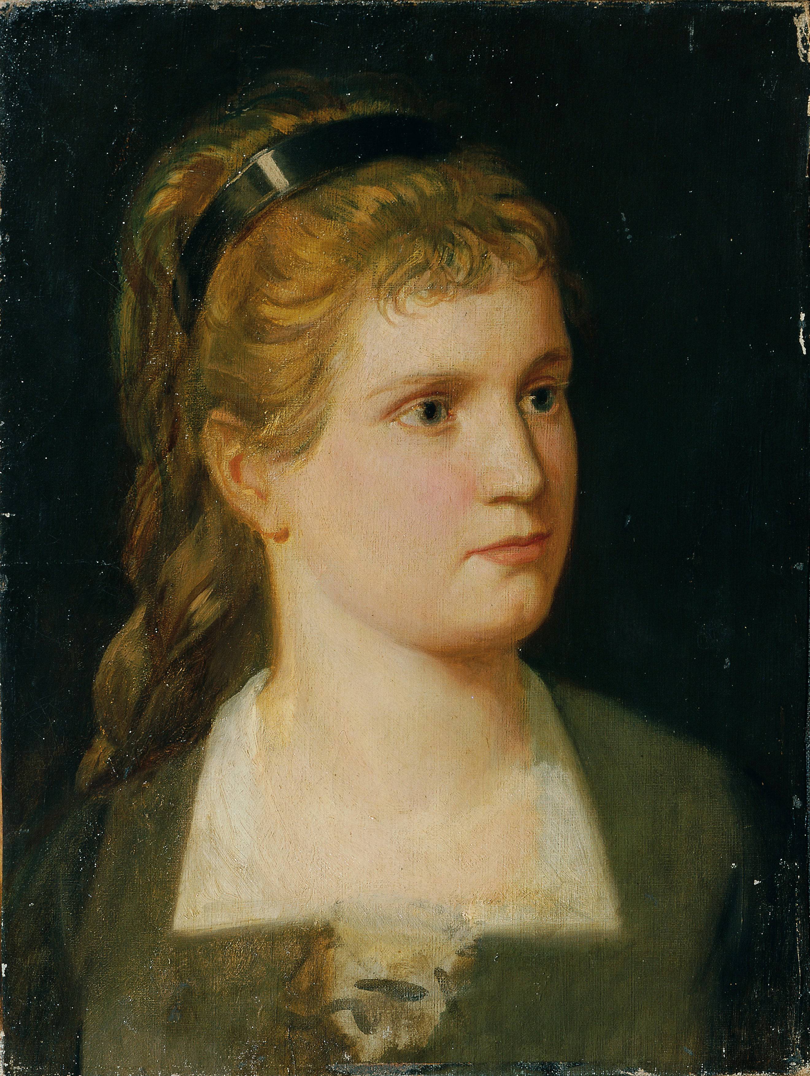 Half-length portrait of the niece, Käthchen Winder - Anton Romako