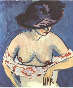 Half-Naked Woman with a Hat - Ernst Ludwig Kirchner