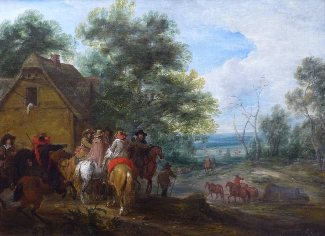 Halte De Cavaliers by Adam van der Meulen — hand-painted landscape oil painting reproduction on canvas