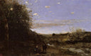 Hamlet and the Gravedigger by Camille Corot — rural oil painting wall art, Realism