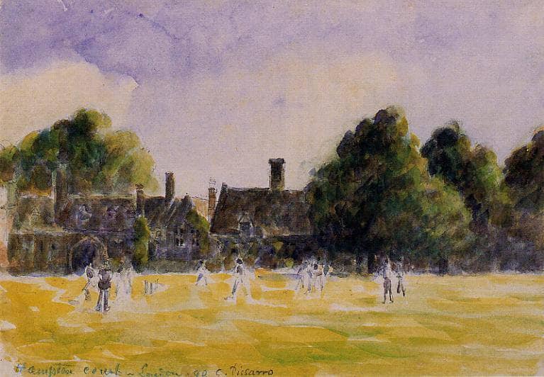 Hampton Court Green by Camille Pissarro — hand-painted landscape oil painting reproduction on canvas