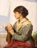 Hanging clothes by Luigi Da Rios — hand-painted portrait oil painting reproduction on canvas