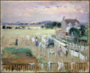 Hanging the Laundry out to Dry by Berthe Morisot — hand-painted architectural oil painting reproduction on canvas