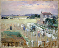 Hanging the Laundry out to Dry by Berthe Morisot — hand-painted architectural oil painting reproduction on canvas