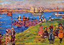 Harbor, Afternoon by Maurice Prendergast — ships oil painting wall art, Post Impressionism