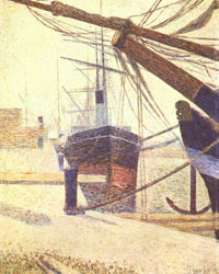 Harbor in Honfleur by Georges Seurat — hand-painted nautical oil painting reproduction on canvas