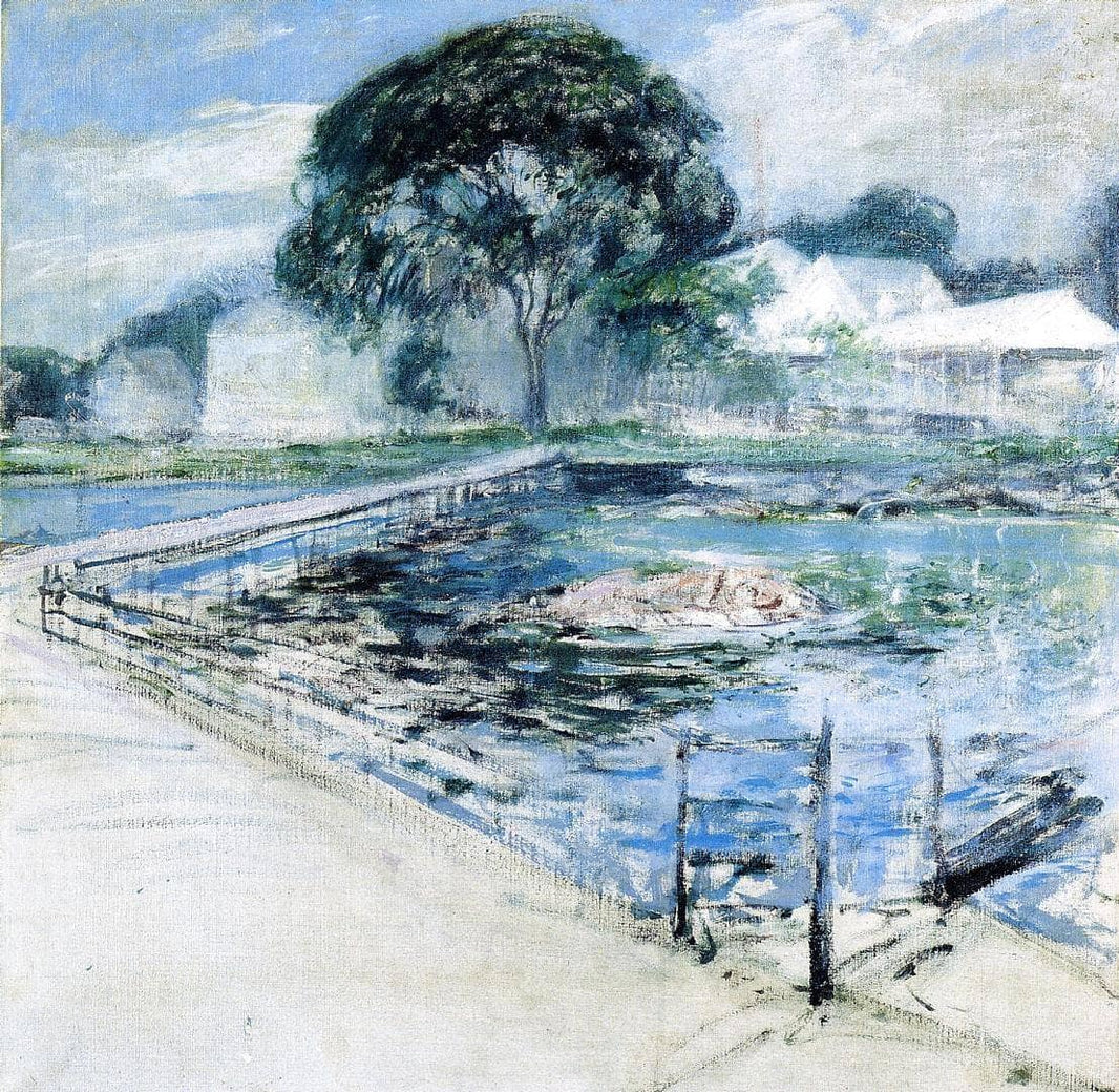 Harbor View Hotel by John Henry Twachtman — hand-painted architectural oil painting reproduction on canvas