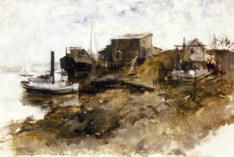 Harbor View by John Henry Twachtman — hand-painted architectural oil painting reproduction on canvas