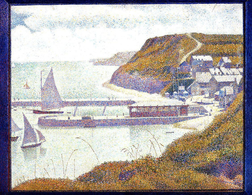Harbour at Port-en-Bessin at High Tide by Georges Seurat — hand-painted landscape oil painting reproduction on canvas