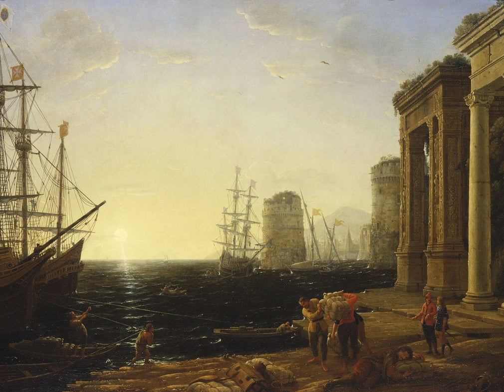 Harbour Scene at Sunset - Claude Lorrain