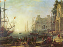 Harbour with Villa Medici by Claude Lorrain — ships oil painting wall art