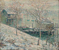 Harlem River Winter Scene by Ernest Lawson — hand-painted landscape oil painting reproduction on canvas