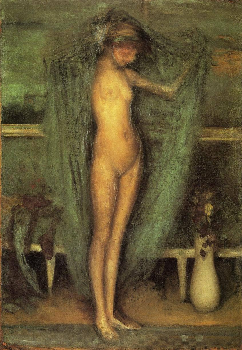 Harmony in Blue and Gold: The Little Blue Girl by James McNeill Whistler — hand-painted cultural oil painting reproduction on canvas