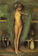 Harmony in Blue and Gold: The Little Blue Girl by James McNeill Whistler — male oil painting wall art, Symbolism