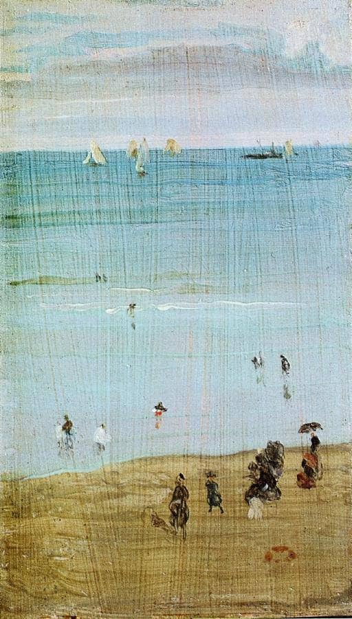 Harmony in Blue and Pearl: The Sands, Dieppe by James McNeill Whistler — hand-painted landscape oil painting reproduction on canvas
