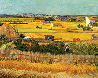 Harvest at La Crau, with Montmajour in the Background by Vincent van Gogh — hand-painted landscape oil painting reproduction on canvas