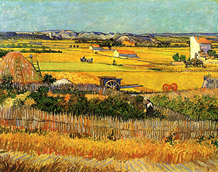 Harvest at La Crau, with Montmajour in the Background - Vincent van Gogh