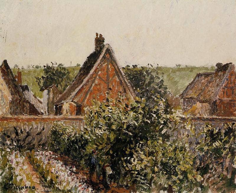 Harvest in the Orchard, Eragny by Camille Pissarro — hand-painted landscape oil painting reproduction on canvas