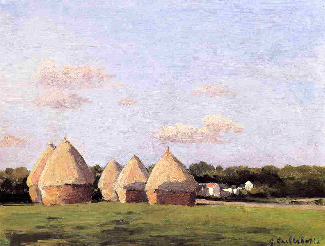 Harvest, Landscape with Five Haystacks - Gustave Caillebotte