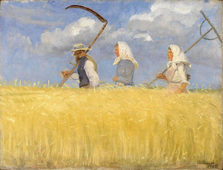 Harvesters by Anna Ancher — hand-painted landscape oil painting reproduction on canvas