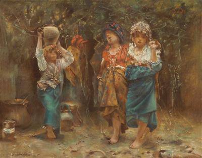 Harvesting by Francesco Paolo Michetti — hand-painted portrait oil painting reproduction on canvas