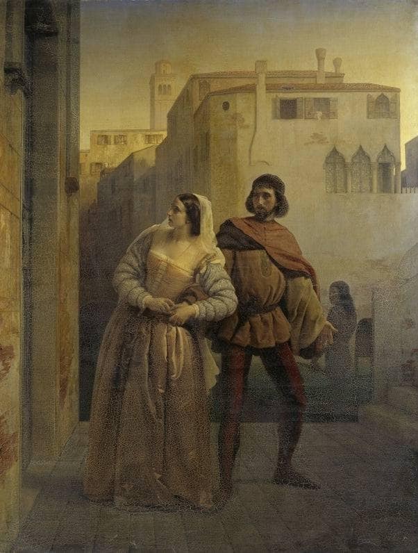Bianca Capello escapes from Venice by Francesco Hayez — hand-painted cultural oil painting reproduction on canvas