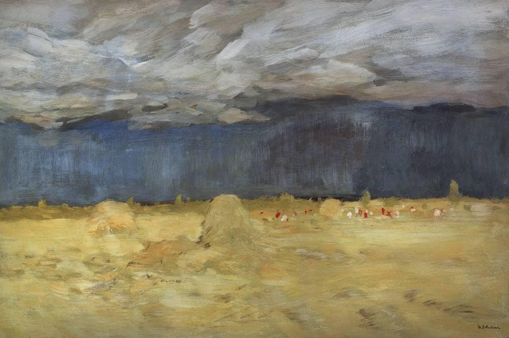 Haystacking by Isaac Levitan — hand-painted landscape oil painting reproduction on canvas