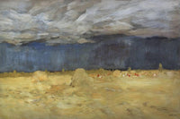 Haystacking by Isaac Levitan — hand-painted landscape oil painting reproduction on canvas