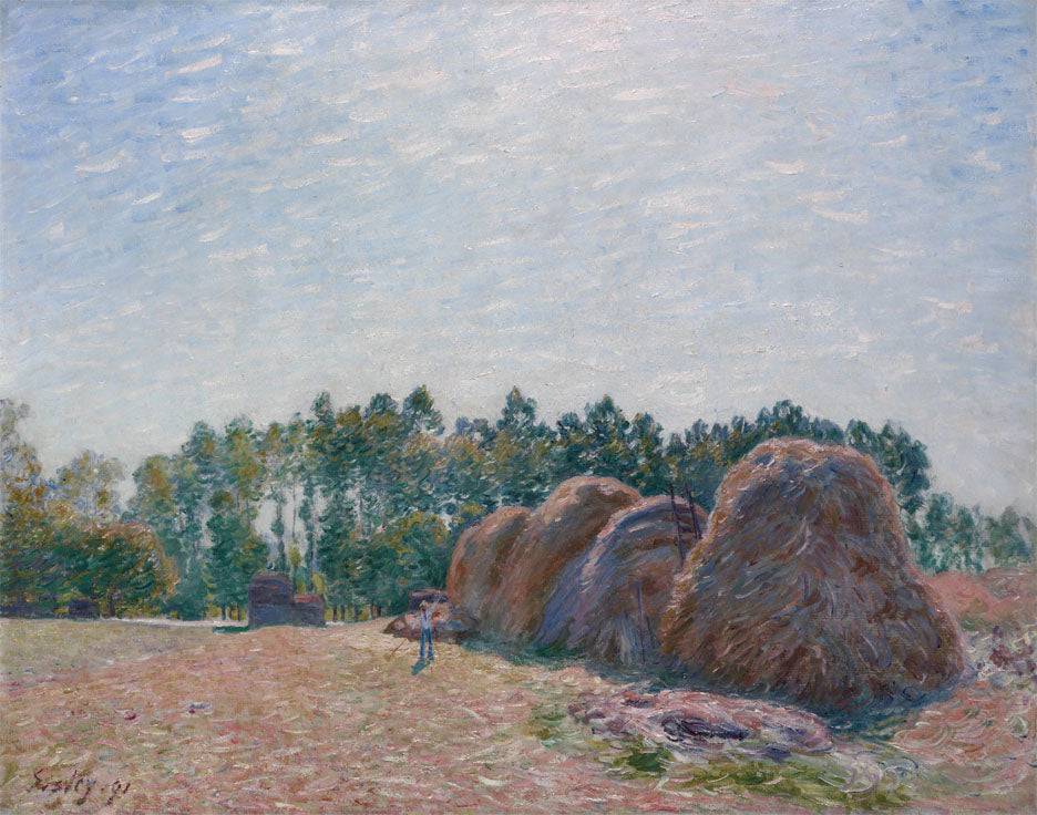 Haystacks at Moret Morning Light - Alfred Sisley