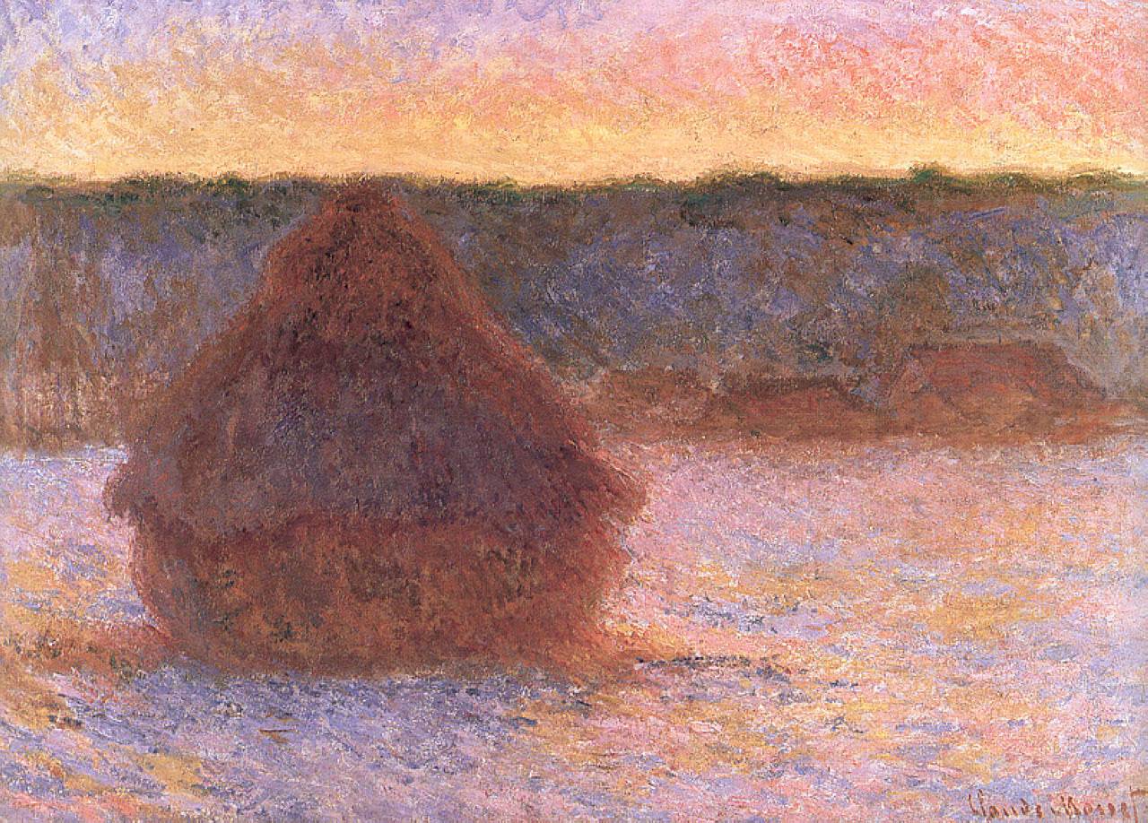 Haystacks at Sunset, Frosty Weather - Claude Monet