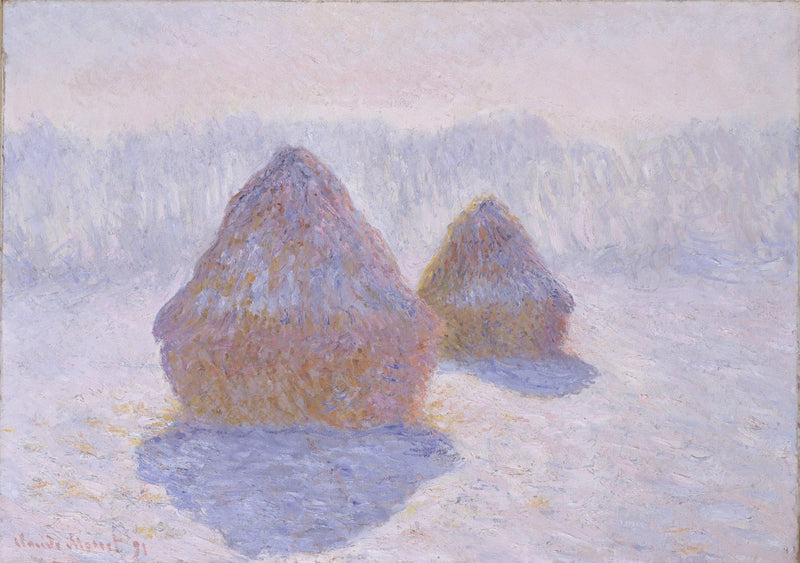 Haystacks (Effect of Snow and Sun) on gallery wrap