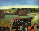 Haystacks in Brittany by Paul Gauguin — rural oil painting wall art, Post Impressionism