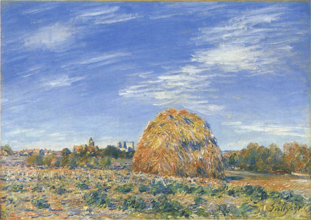 Haystacks in Moret in October - Alfred Sisley