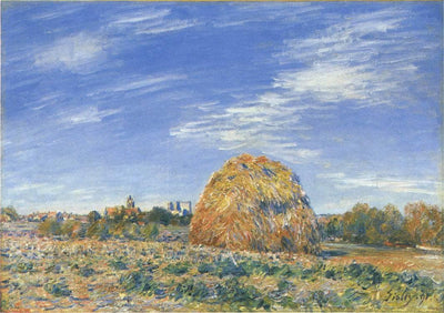 Haystacks in Moret in October in entryway